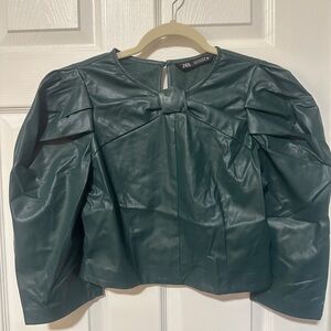 Zara Women's Dark Green Leather Top